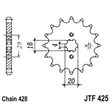 Reťazové koliečko JT JTF 425-14 14T, 428